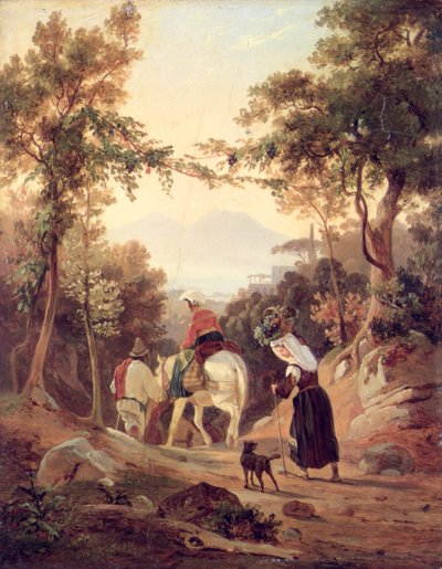 Italian Landscape with Peasants, c.1845 by Carl Wilhelm Goetzloff
